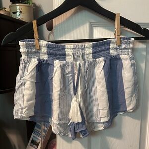 Ocean Drive High Waist Blue and White Striped Shorts
